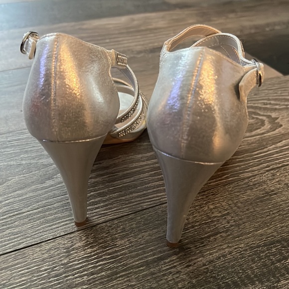 Silver Metallic Strappy Sandal Heel - Picture 2 of 7